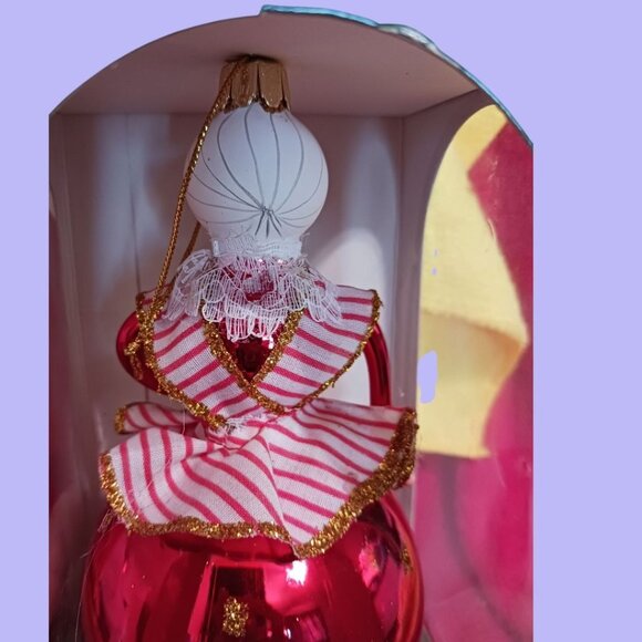 Trim A Home Vtg  European Mrs.Clause  Style Glass Ornament Red & White Doll "7" - Picture 3 of 8